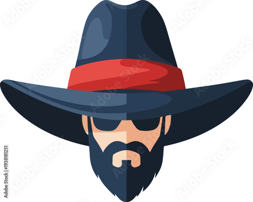 St Patrick’s Day Cartoon Man in Blue Hat, Sunglasses, Beard, Serious Expression