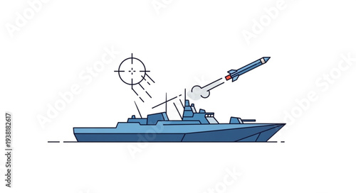 Navy Warship with Missile Launcher.