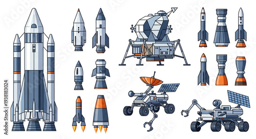 Collection of Space Exploration Vehicles and Rockets.
