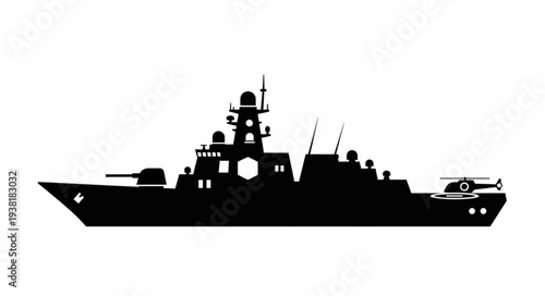 Navy Warship Silhouette Military Vessel.