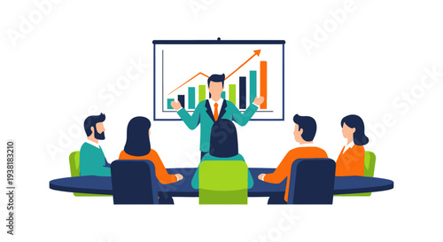 Executive leader presenting financial performance data to board members