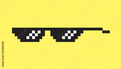Pixel Art Black Sunglasses Deal With It Meme Vector Illustration