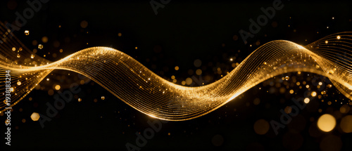 Luxury Gold Technology Wave on Black Background