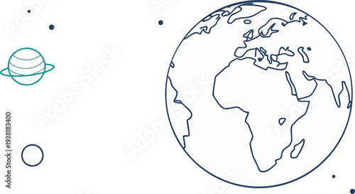 Minimal Earth Outline Centered With Large Negative Vector Illustration