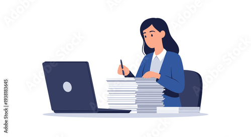 Overwhelmed employee with massive stack of paperwork