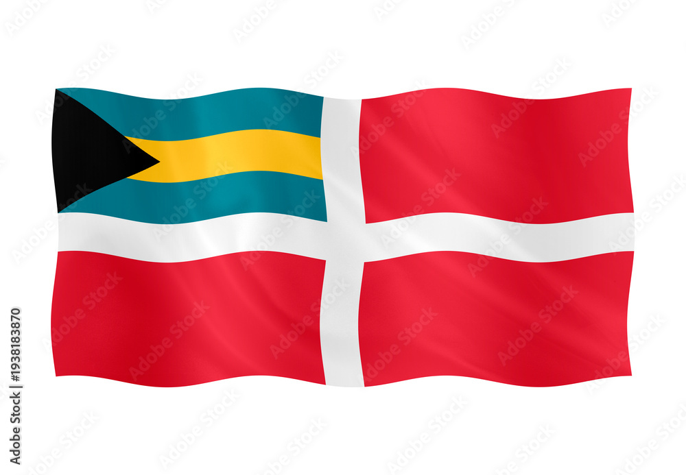 Fototapeta premium Digital composite.Civil ensign of the Bahamas. 