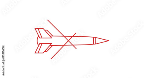 Red Missile Icon Simple Design.