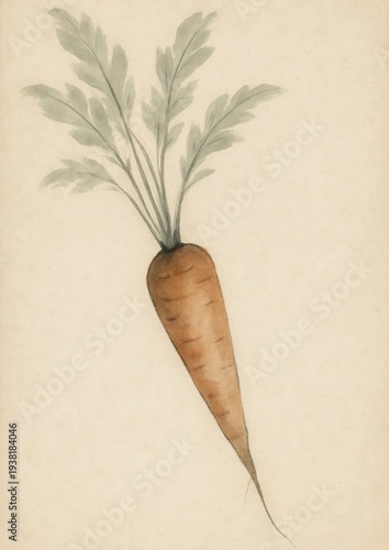 Vintage watercolor carrot illustration.