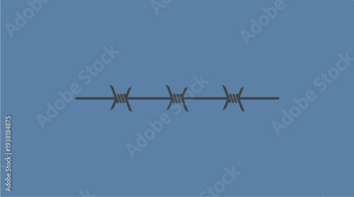Barbed Wire Minimalist Graphic on Blue Background.