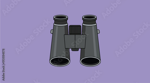 Binoculars Illustration on a Purple Background.