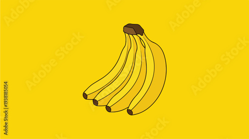 Bunch of Yellow Bananas on a Bright Yellow Background.