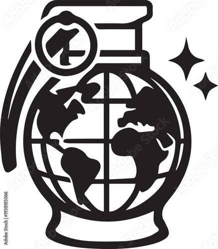 Grenade earth vector illustration