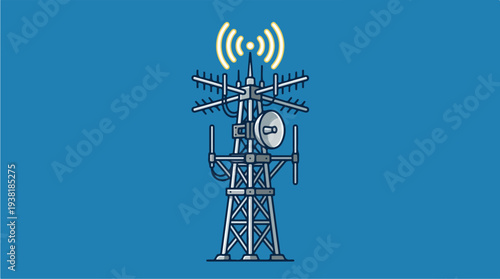 Communication Tower Broadcasting Signals.