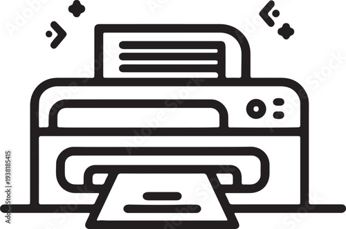 Printer vector silhouette illustration in line art style for office use
