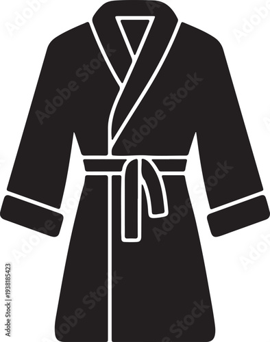 Black bathrobe with belt vector silhouette illustration in flat design style
