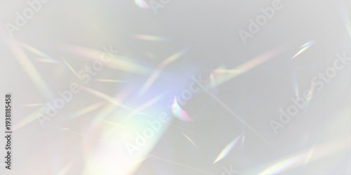 Crystal rainbow prism refracts neon diamond light through glass glitter beside sun rays. PNG vector lens reveals sparkle with glowing glare and cinematic flare effect. Sunlight spreads as a ray.