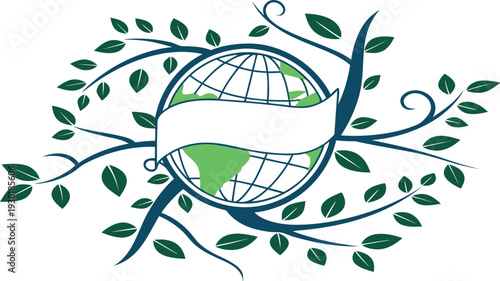 Save The Planet Emblem Symbol Vector Illustration