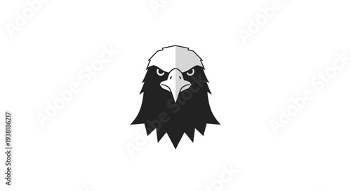 Black and white eagle head logo.