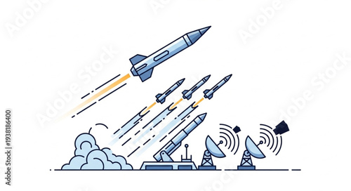 Rocket Launching into Space Orbit.