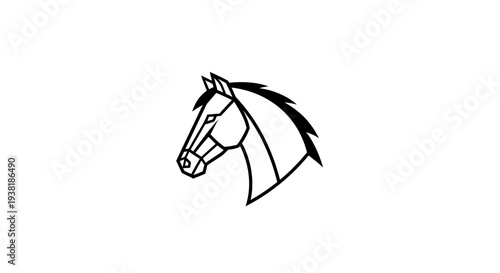 Black and White Horse Head Illustration.