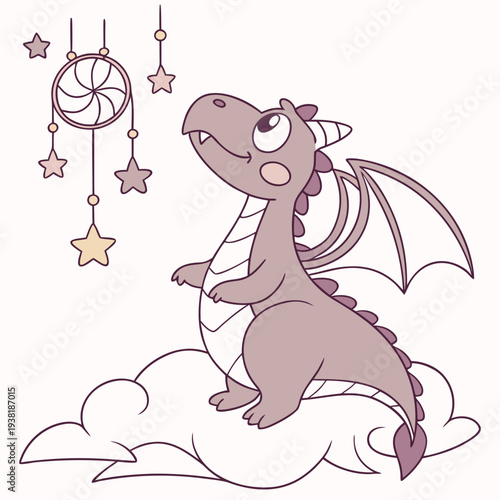 An adorable Dragon with a Excited vibe, wearing glasses, and a Dreamland Fantasy dream theme – SVG style