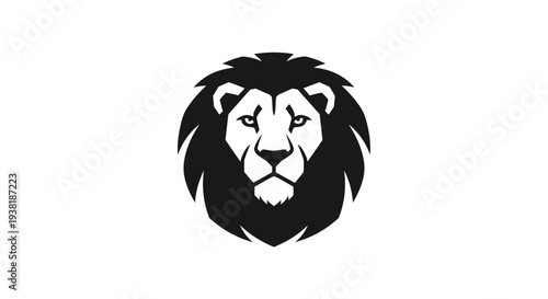 Black and White Lion Head Illustration.