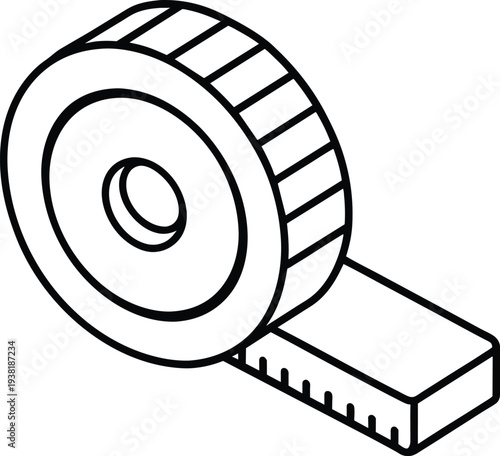 Measuring Tape Icon Isometric Line Art Style
