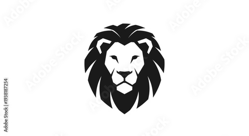 Black and White Lion Head Illustration.