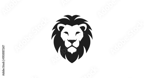 Black and White Lion Head Illustration.
