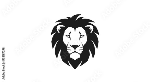 Black and White Lion Head Illustration.