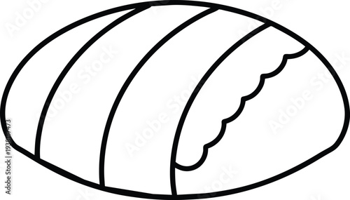 Simple icon of a bread roll or bun with three stripes