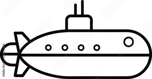 Submarine Line Icon Underwater Vehicle Nautical Illustration