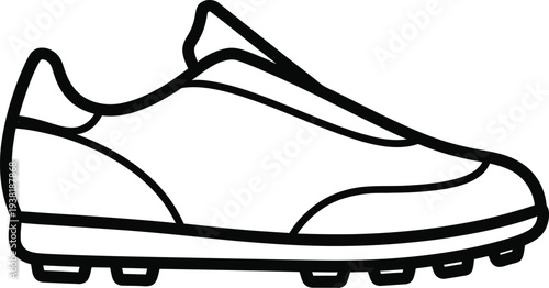 Football Turf Sneaker Black Outline Icon – Editable Stroke Flat Vector Football Shoe Line Symbol for Web & App UI