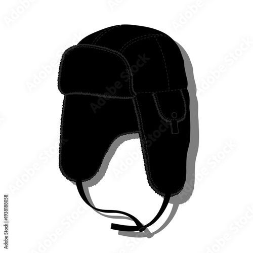 Stylish black winter hat with ear flaps for cold weather protection.
