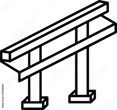 Gymnastics Uneven Bars Black And White Line Art