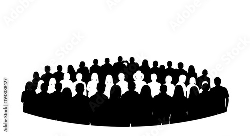Silhouette of Crowd Standing Together.
