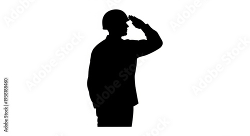 Silhouette of man saluting gesture.