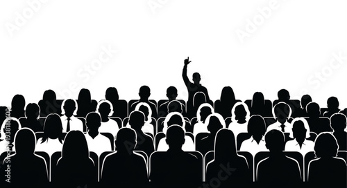 Silhouette of People Raising Hand.