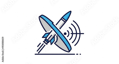 Satellite Dish Receiving Signal Illustration.