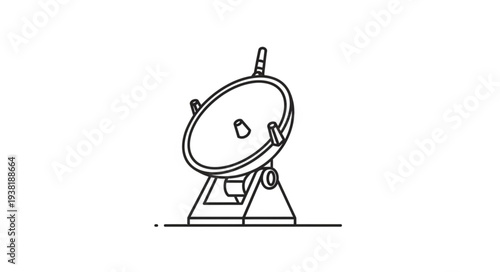 Satellite Dish Simple Line Drawing.