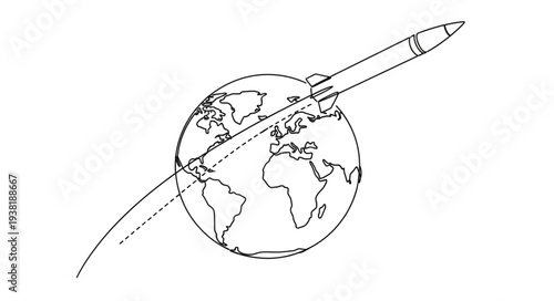 Satellite Orbiting Earth Illustration.