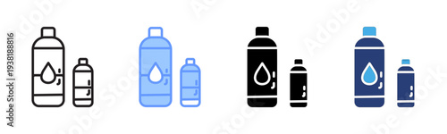 Water Bottle icon set multiple style collection
