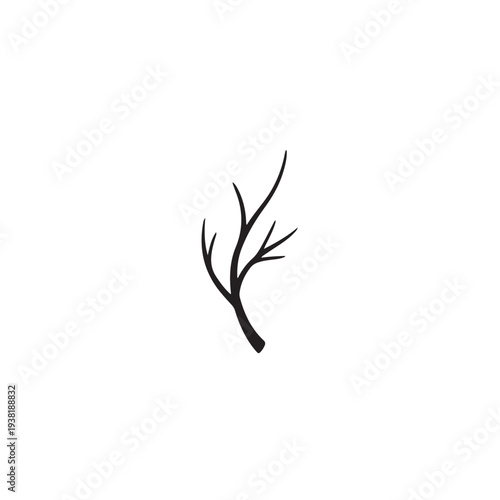 Minimal Tree Branch Silhouette Bare Twig Nature Line Vector Illustration
