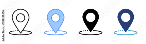 Location icon set multiple style collection