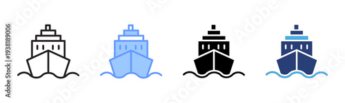 Cruise icon set multiple style collection