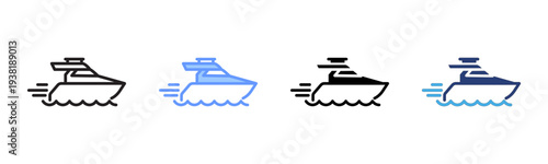 Boat icon set multiple style collection