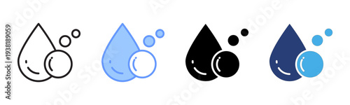 Water Drop icon set multiple style collection