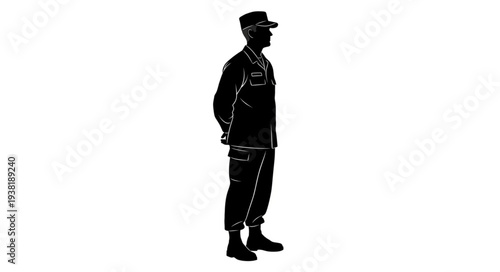 Silhouette of a Standing Policeman.