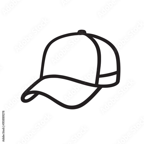 Baseball Cap Hat Line Icon Casual Headwear Vector Illustration Design