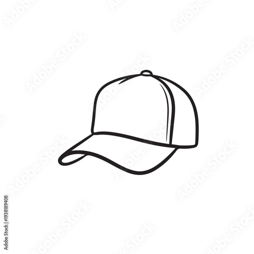 Baseball Cap Hat Outline Icon Casual Headwear Vector Illustration Design